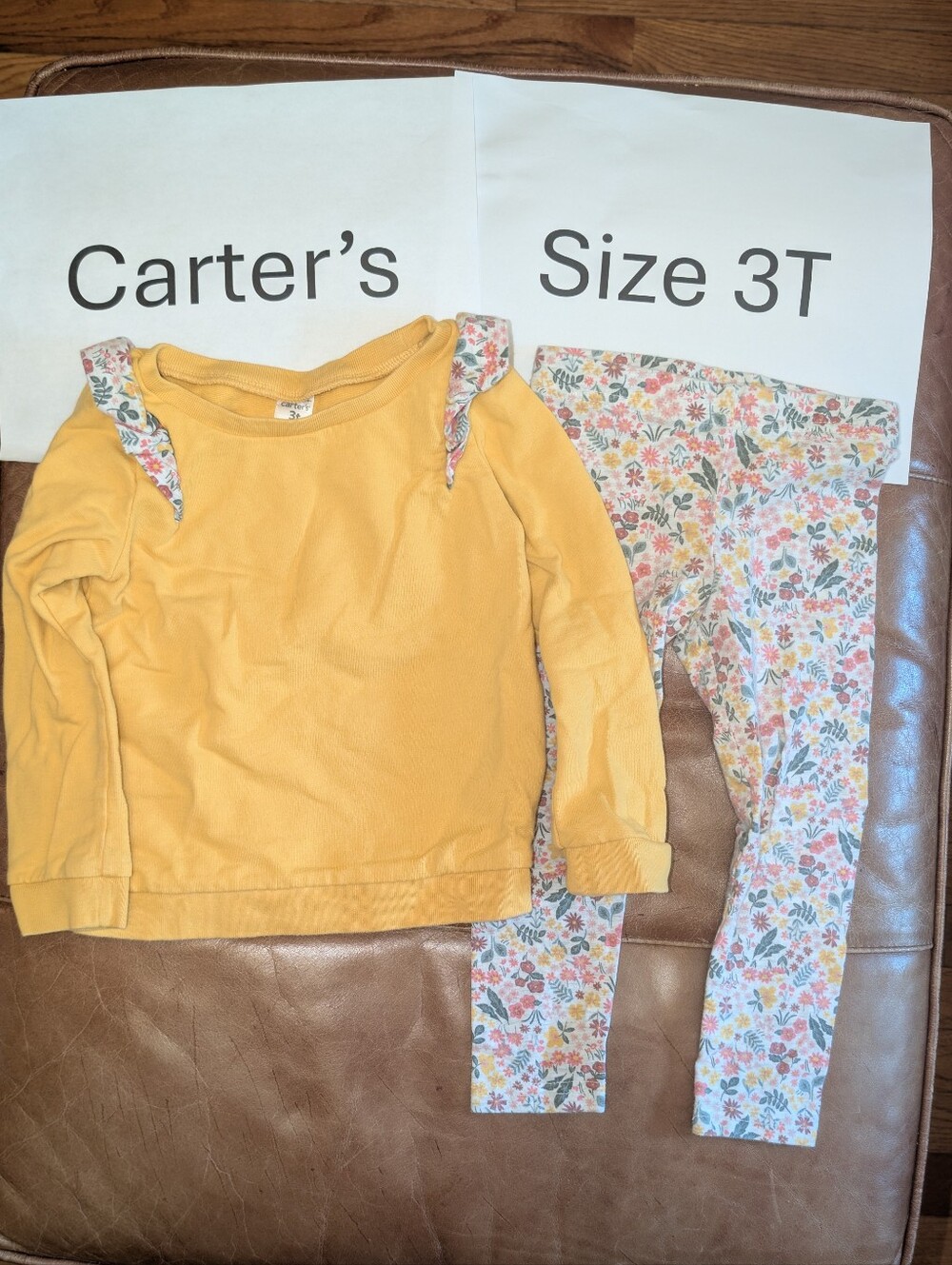 Carter's 3T Fall Colors Outfit With Ruffle And Flower Print